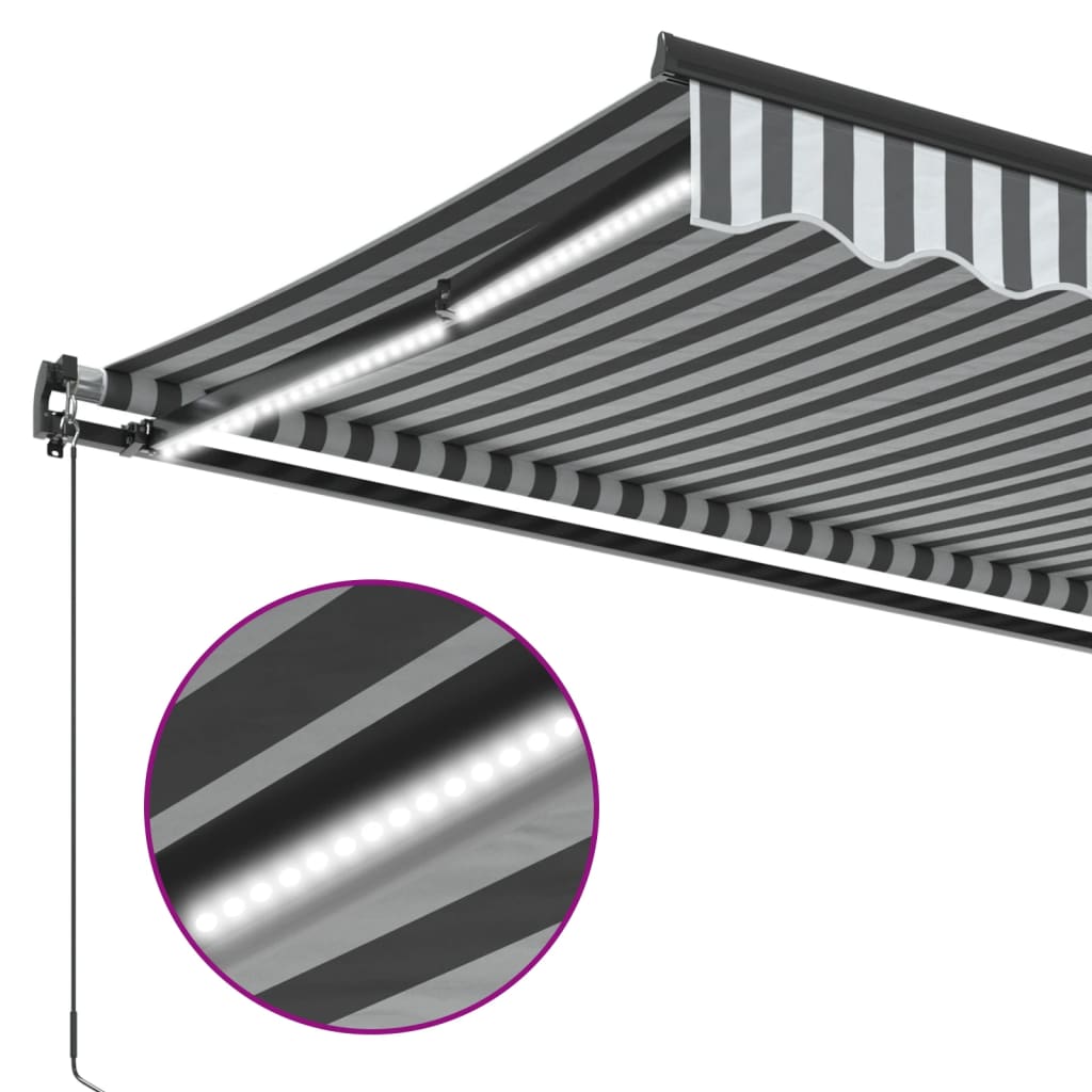 Tenda na ručno uvlačenje s LED antracit i bijela 400x350 cm