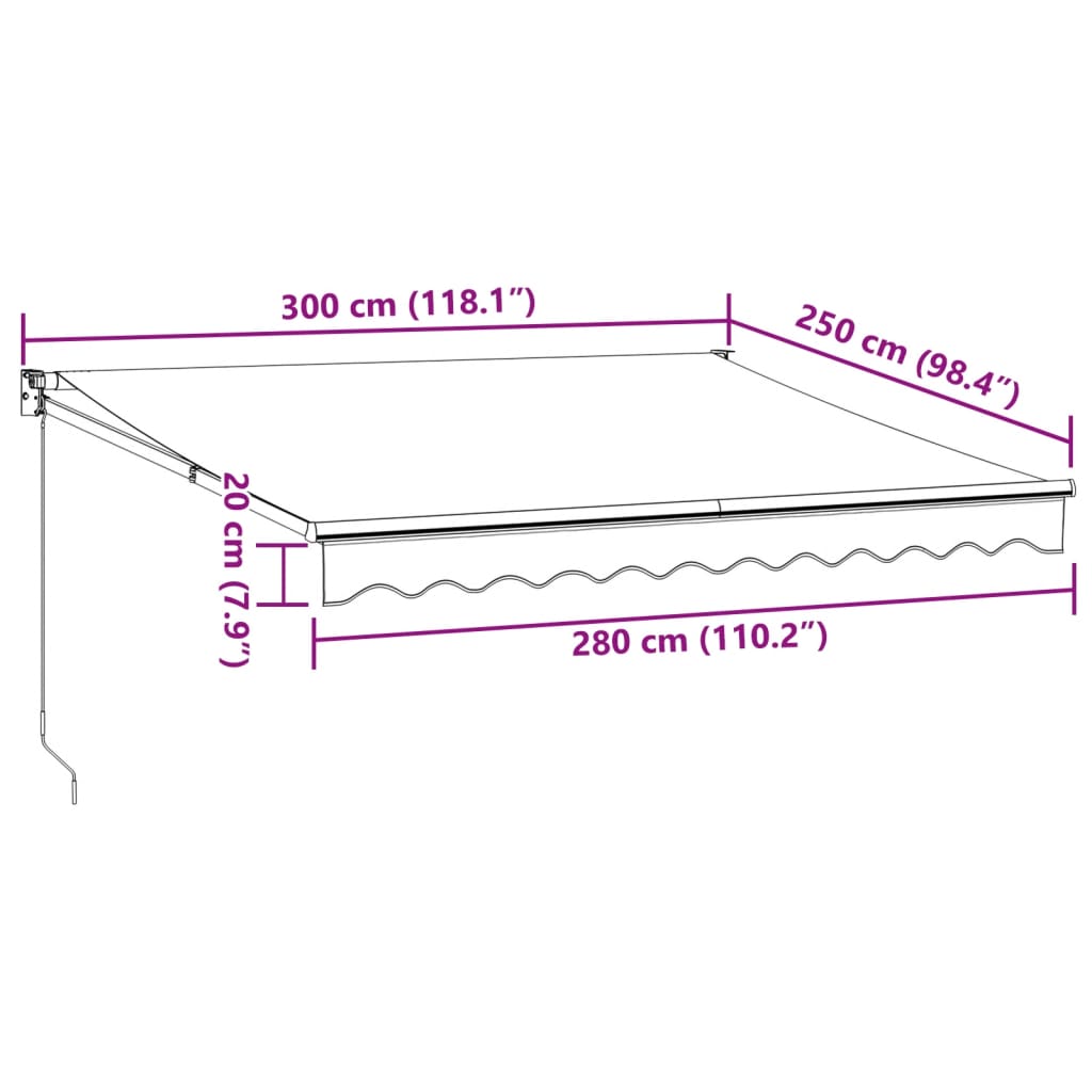 Tenda na uvlačenje antracit i bijela 3x2,5 m tkanina i aluminij