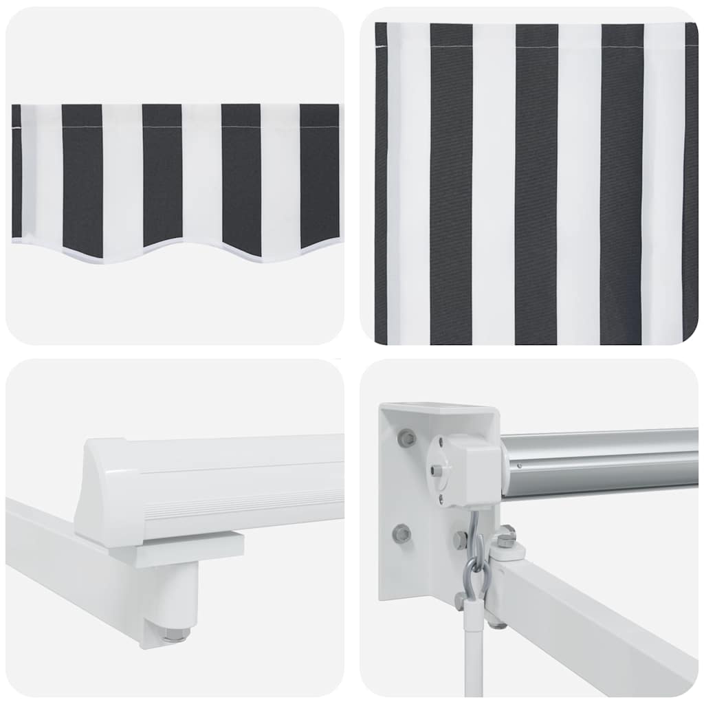 Tenda na uvlačenje antracit-bijela 5x3 m od tkanine i aluminija