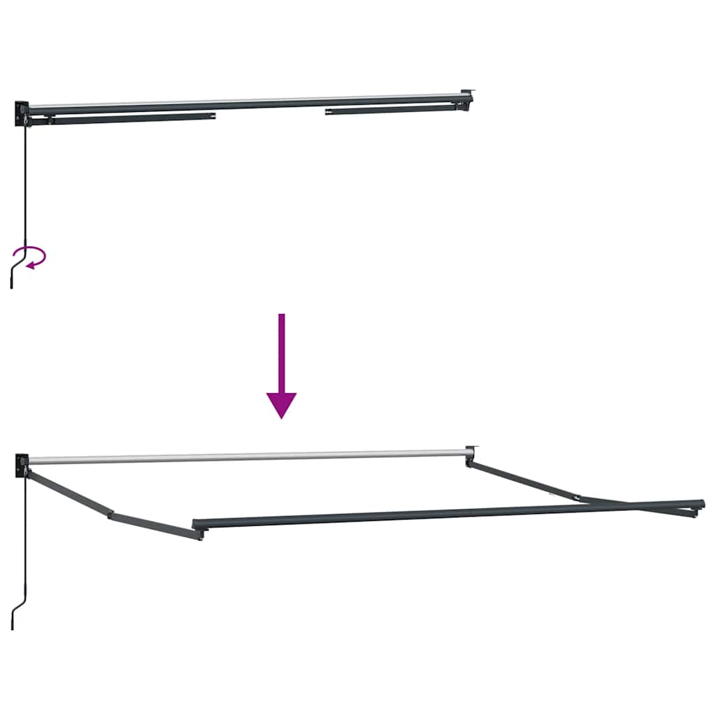 Tenda na uvlačenje antracit i bijela 3x2,5 m tkanina i aluminij