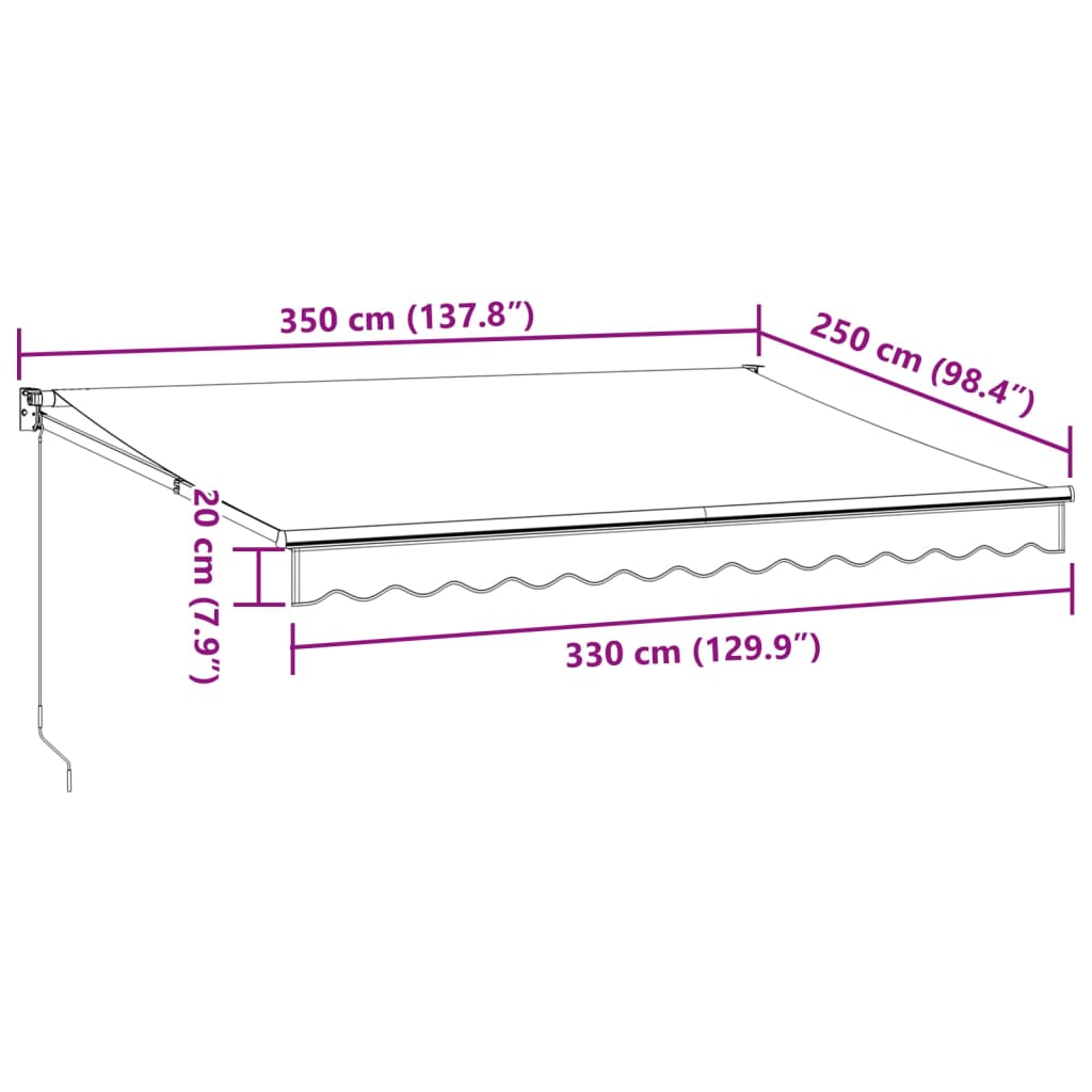 Tenda na uvlačenje antracit-bijela 3,5x2,5 m tkanina i aluminij