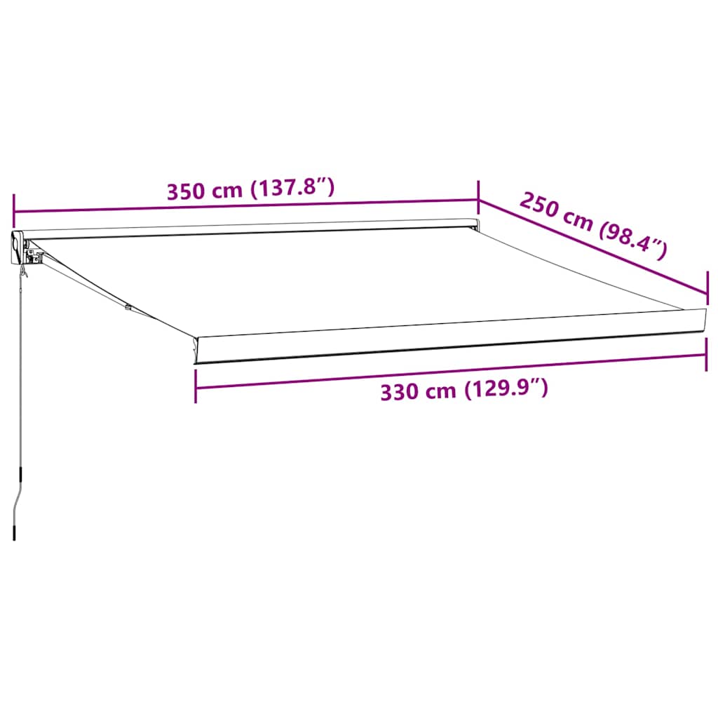 Tenda na uvlačenje antracit-bijela 3,5x2,5 m tkanina i aluminij