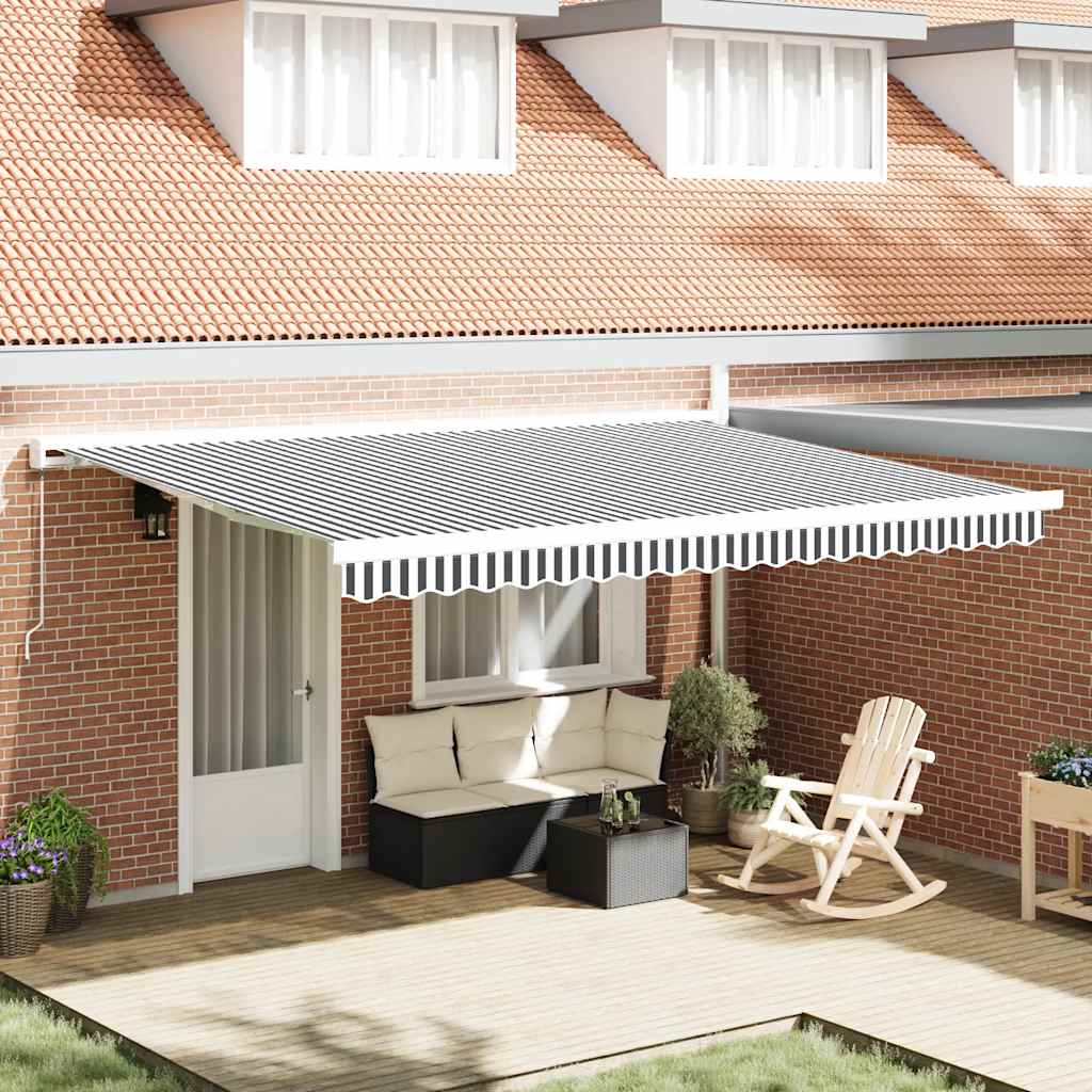 Tenda na uvlačenje antracit-bijela 4,5x3 m tkanina i aluminij