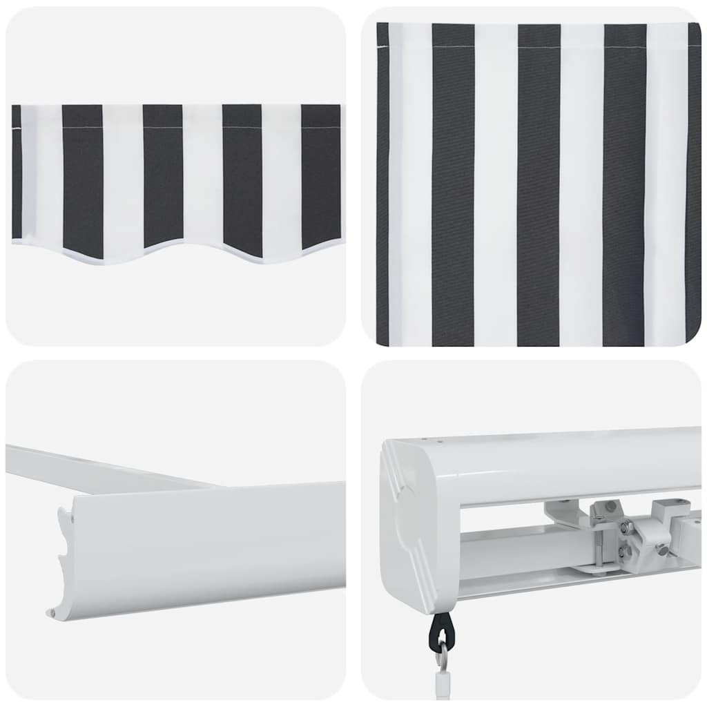 Tenda na uvlačenje antracit-bijela 5x3 m od tkanine i aluminija