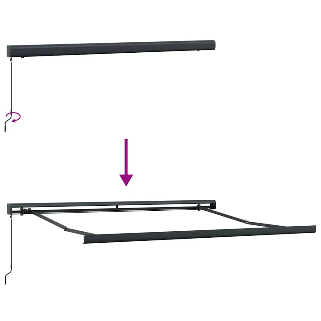 Tenda na uvlačenje antracit i bijela 3x2,5 m tkanina i aluminij