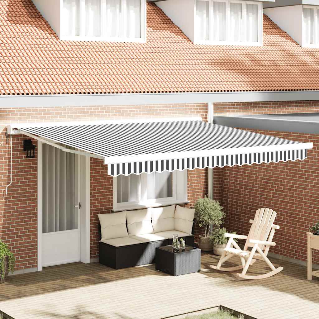 Tenda na uvlačenje antracit-bijela 4x3 m od tkanine i aluminija