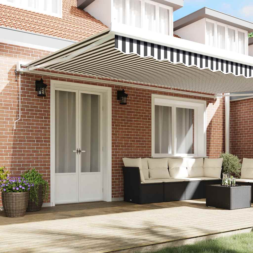 Tenda na uvlačenje antracit-bijela 5x3 m od tkanine i aluminija