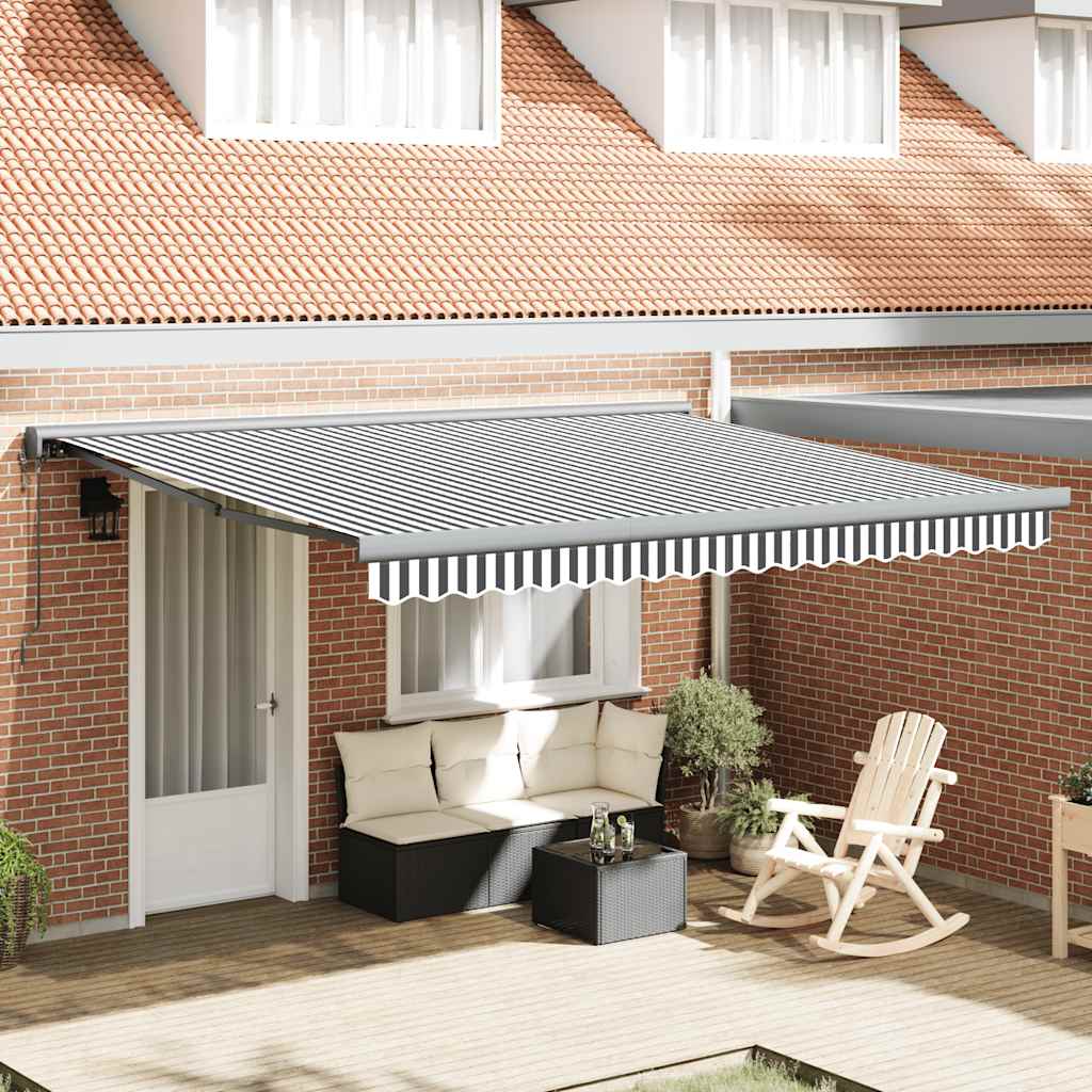 Tenda na uvlačenje antracit-bijela 4x3 m od tkanine i aluminija