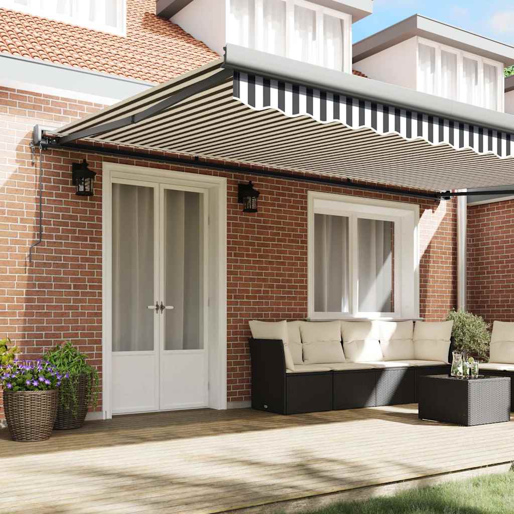Tenda na uvlačenje antracit-bijela 5x3 m od tkanine i aluminija