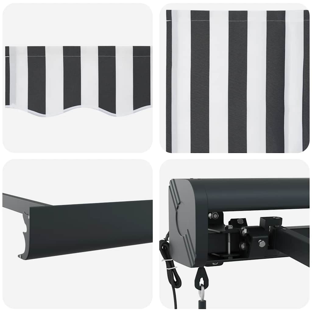 Tenda na uvlačenje antracit-bijela 5x3 m od tkanine i aluminija