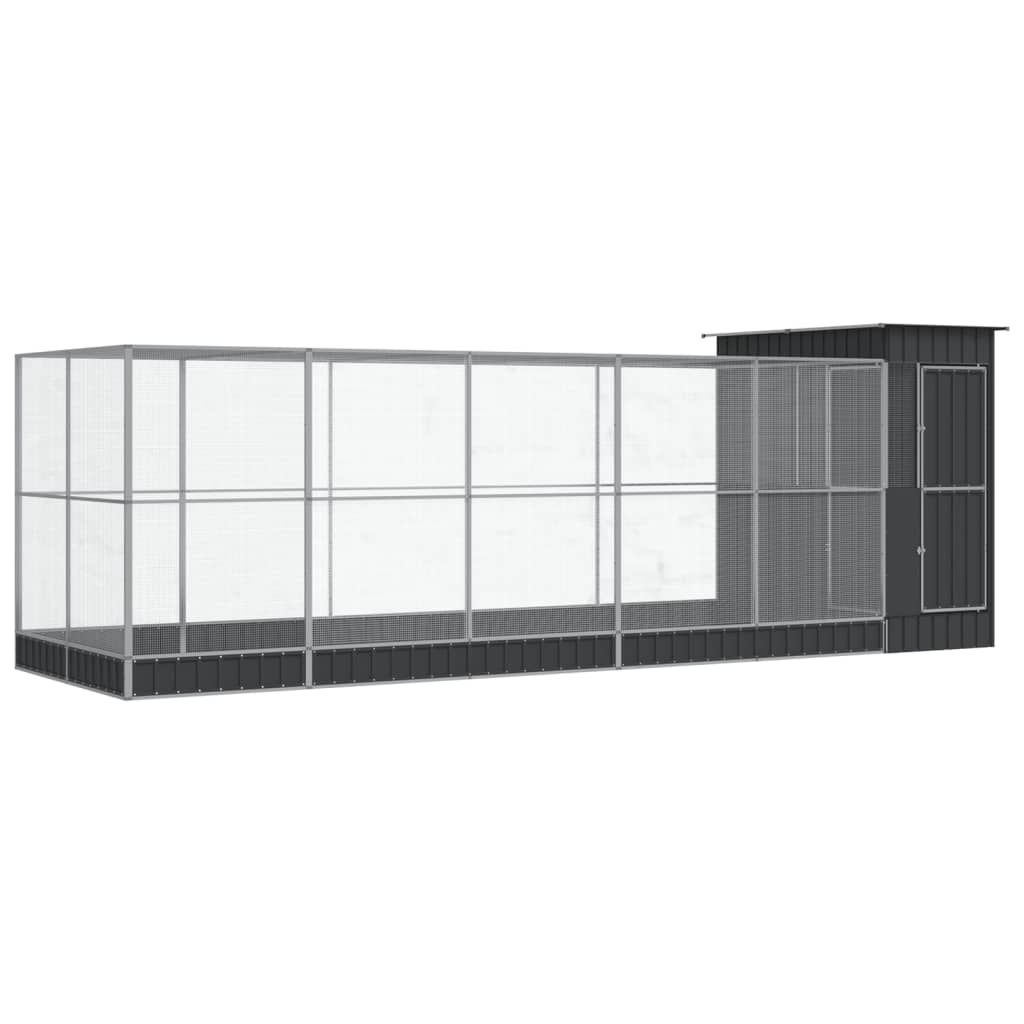 Kavez za ptice s produžetkom srebrni 623x203x216 cm čelični
