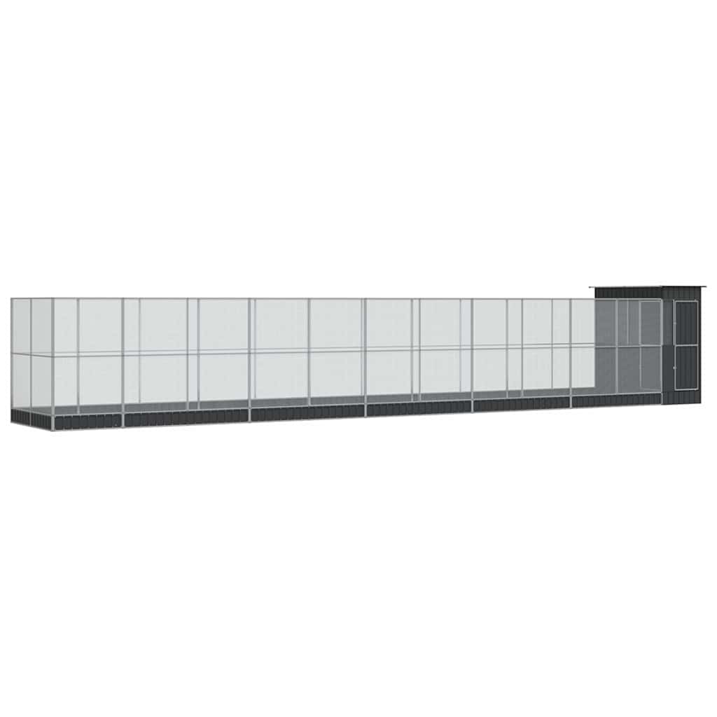 Kavez za ptice s produžetkom srebrni 1244x203x216 cm čelični