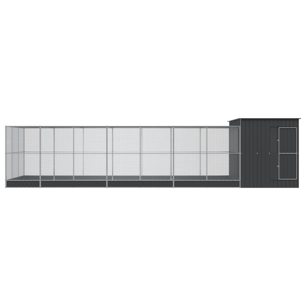Kavez za ptice s produžetkom srebrni 911x303x216 cm čelični