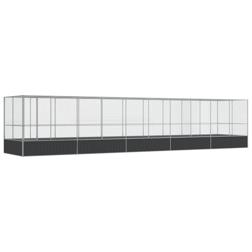 Kavez za ptice s produžetkom srebrni 1039x207x212 cm čelični
