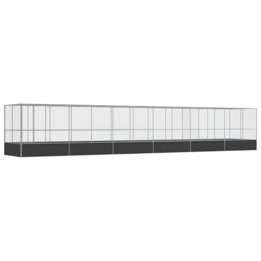Kavez za ptice s produžetkom srebrni 1246x207x212 cm čelični