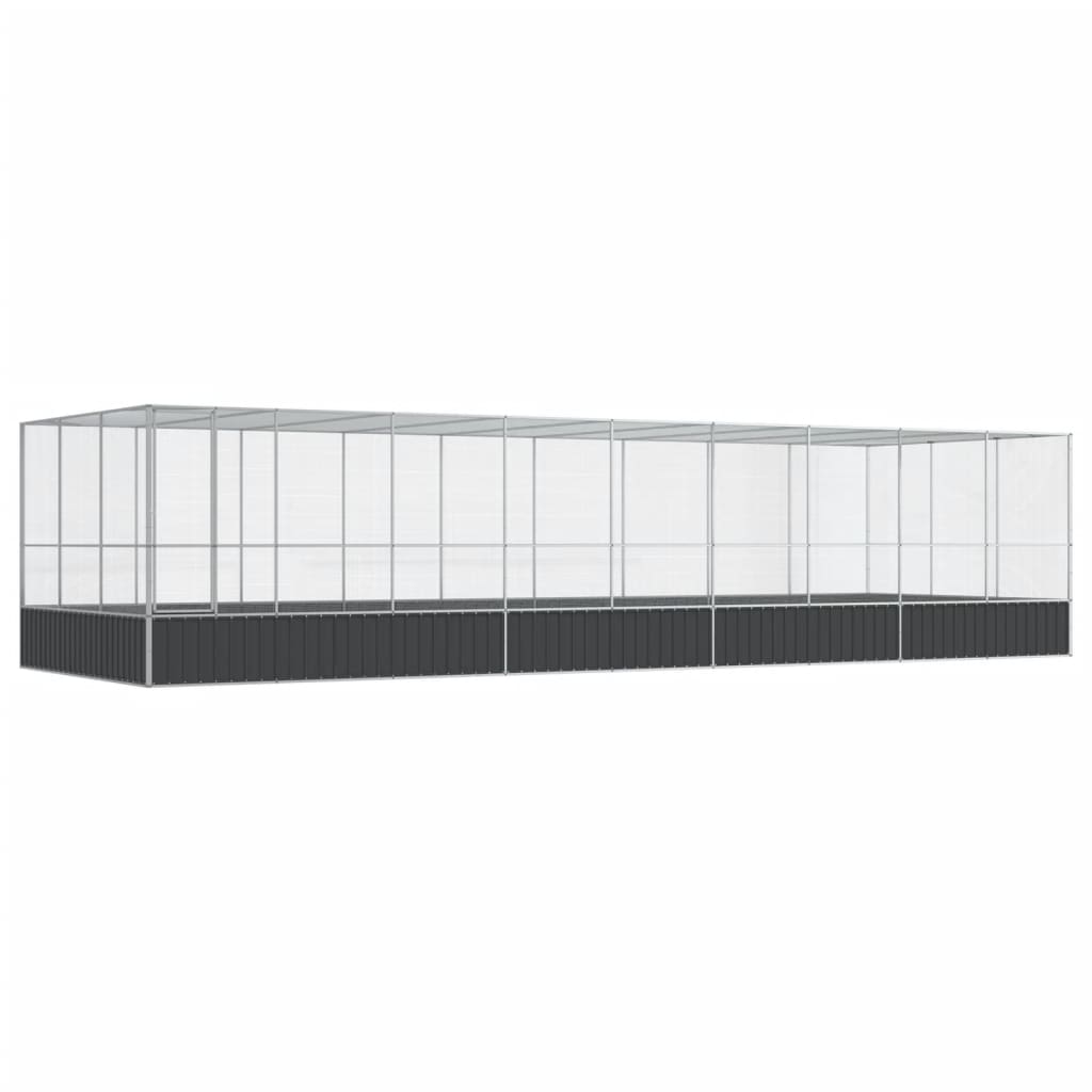 Kavez za ptice s produžetkom srebrni 932x307x212 cm čelični
