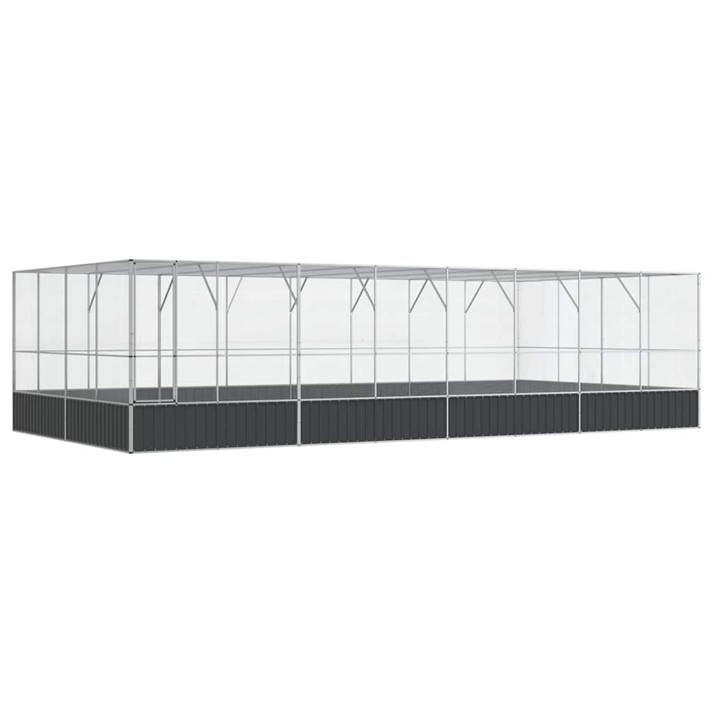 Kavez za ptice s produžetkom srebrni 832x414x212 cm čelični