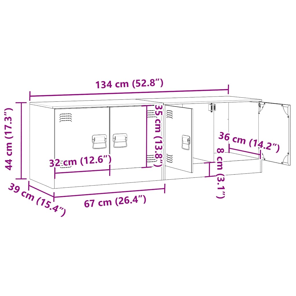 TV ormarići 2 kom ružičasti 67 x 39 x 44 cm čelični