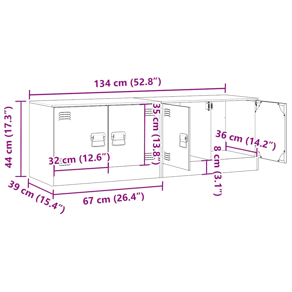 TV ormarići 2 kom maslinastozeleni 67 x 39 x 44 cm čelični