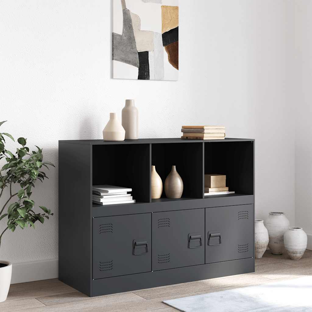 Komoda antracit 99 x 39 x 73 cm čelična