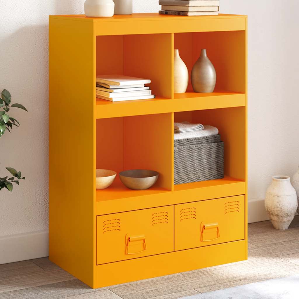Visoka komoda boja senfa 67 x 39 x 95 cm čelični