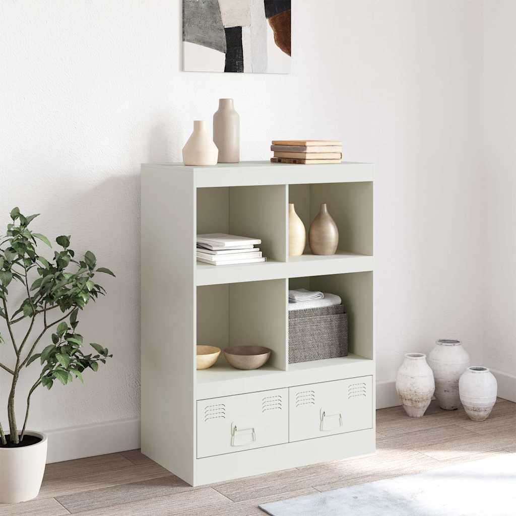 Visoka komoda bijela 67 x 39 x 95 cm čelična