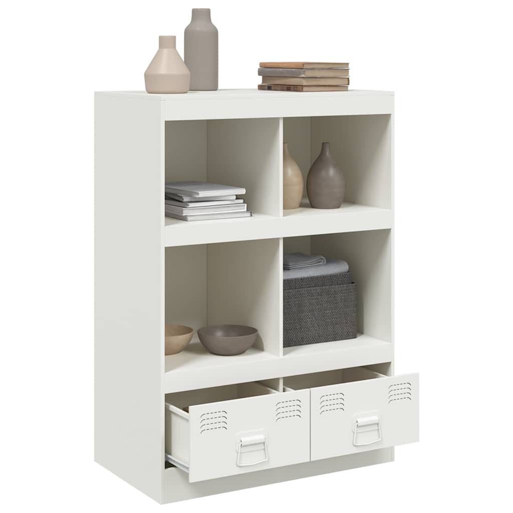 Visoka komoda bijela 67 x 39 x 95 cm čelična