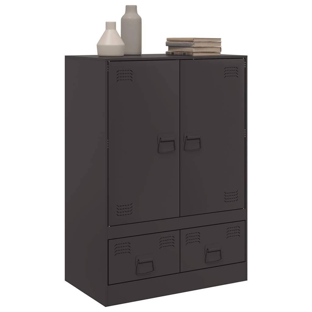 Visoka komoda crna 67 x 39 x 95 cm čelična