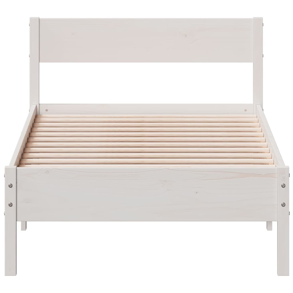 Okvir kreveta bez madraca bijeli 90 x 200 cm masivna borovina