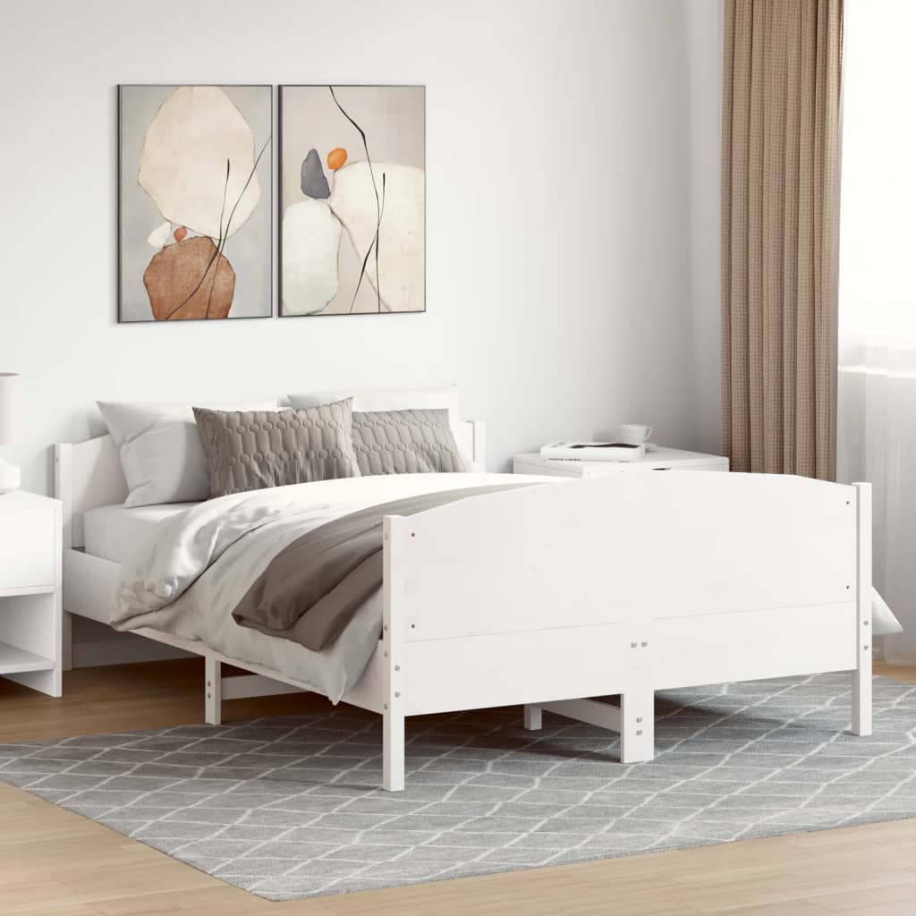 Okvir kreveta bez madraca bijeli 160x200 cm od masivne borovine