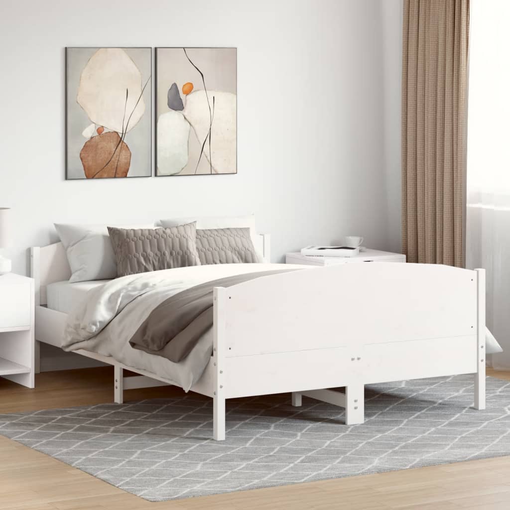 Okvir kreveta bez madraca bijeli 120 x 200 cm masivna borovina