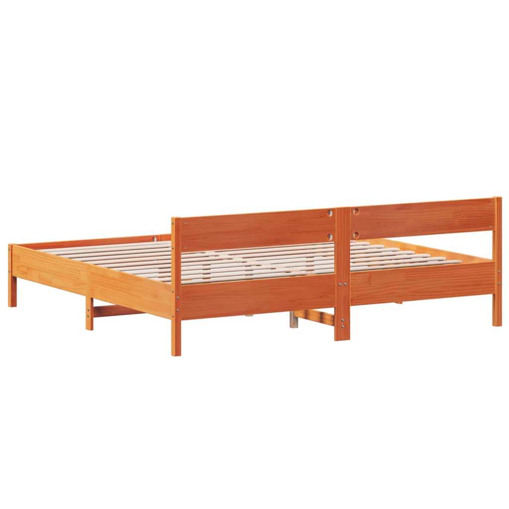 Okvir kreveta bez madraca voštano smeđi 200x200 cm od borovine