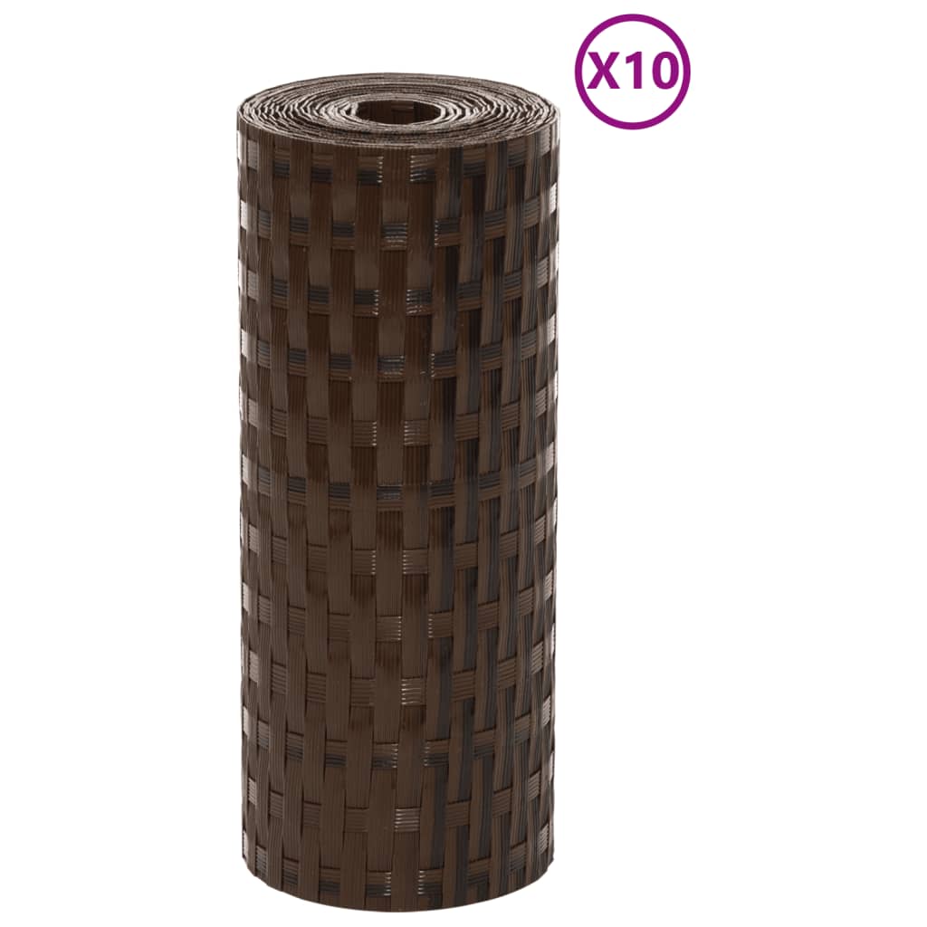 Balkonski zasloni 10 kom smeđi i crni 255 x 19 cm od poliratana