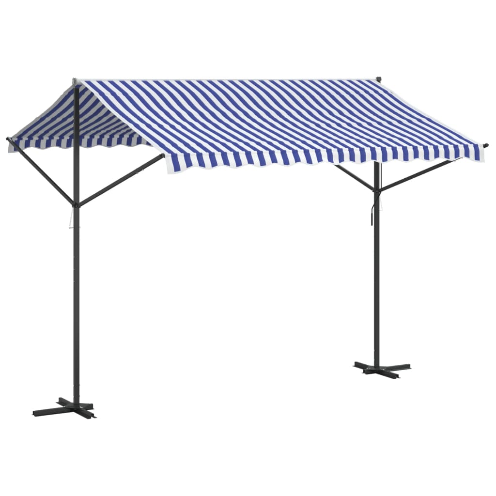 Samostojeća tenda plavo-bijela 300 x 300 cm od tkanine i čelika