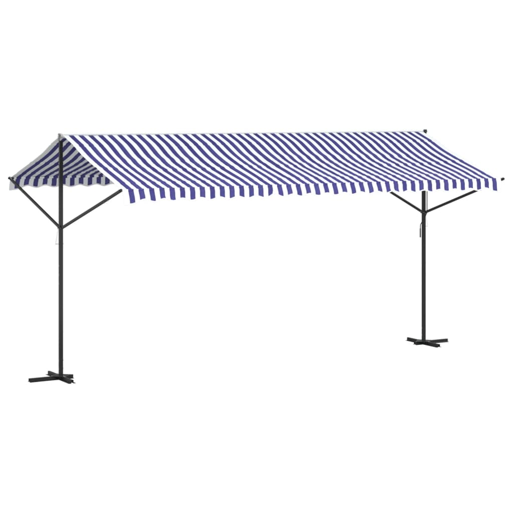 Samostojeća tenda plavo-bijela 500 x 300 cm od tkanine i čelika