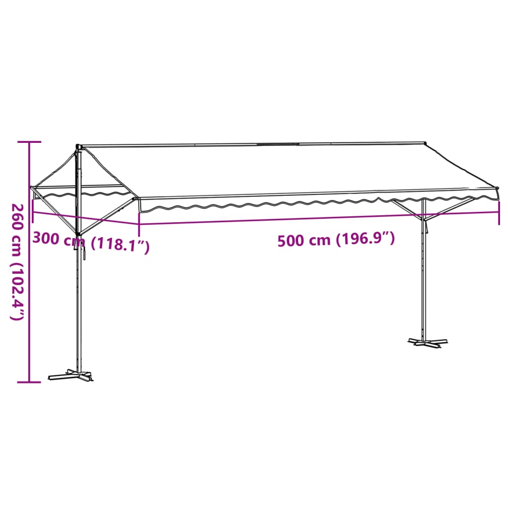 Samostojeća tenda plavo-bijela 500 x 300 cm od tkanine i čelika