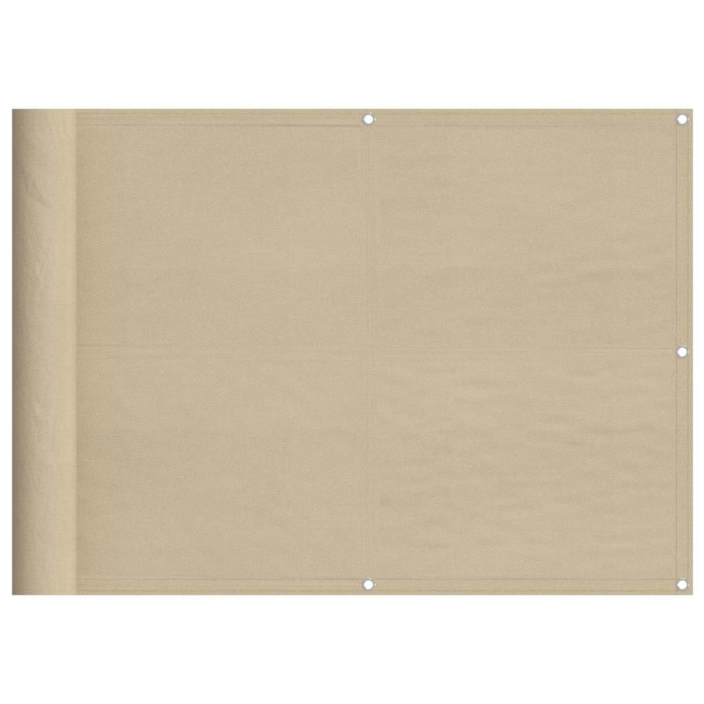 Balkonski zaslon bež 75x1000 cm 100 % poliester Oxford