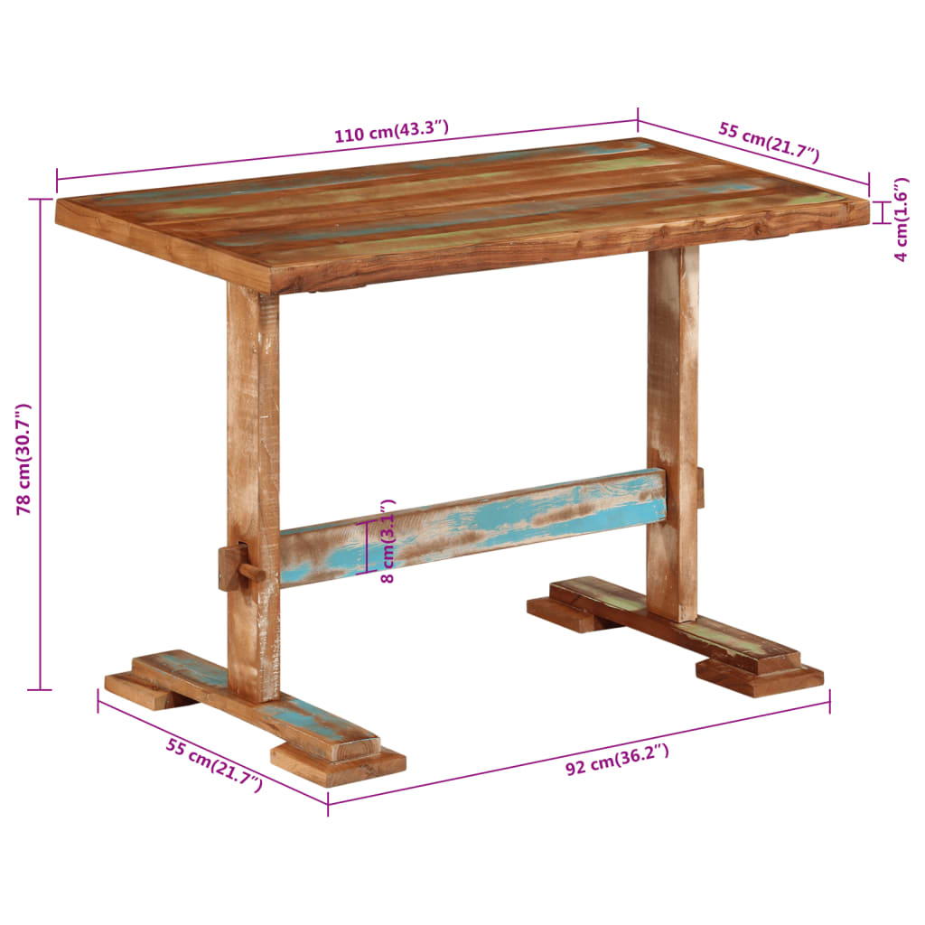Blagovaonski stol 110 x 55 x 78 cm od masivnog obnovljenog drva