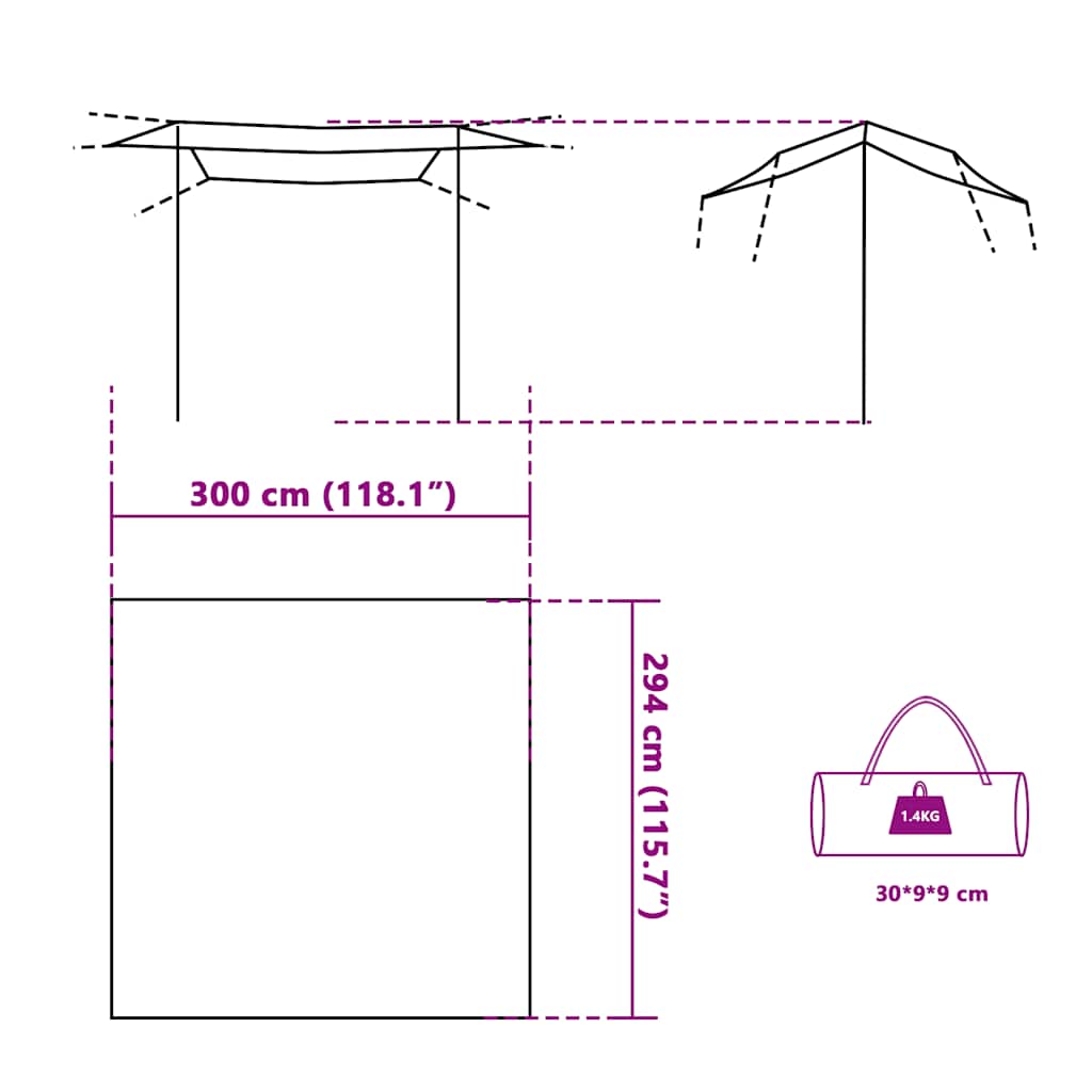 Cerada za kampiranje plava 300 x 294 cm vodootporna