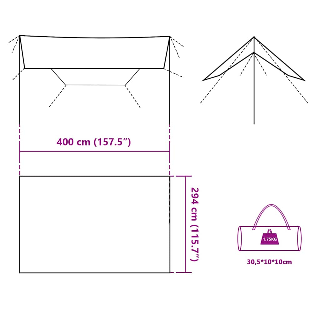 Cerada za kampiranje plava 400 x 294 cm vodootporna
