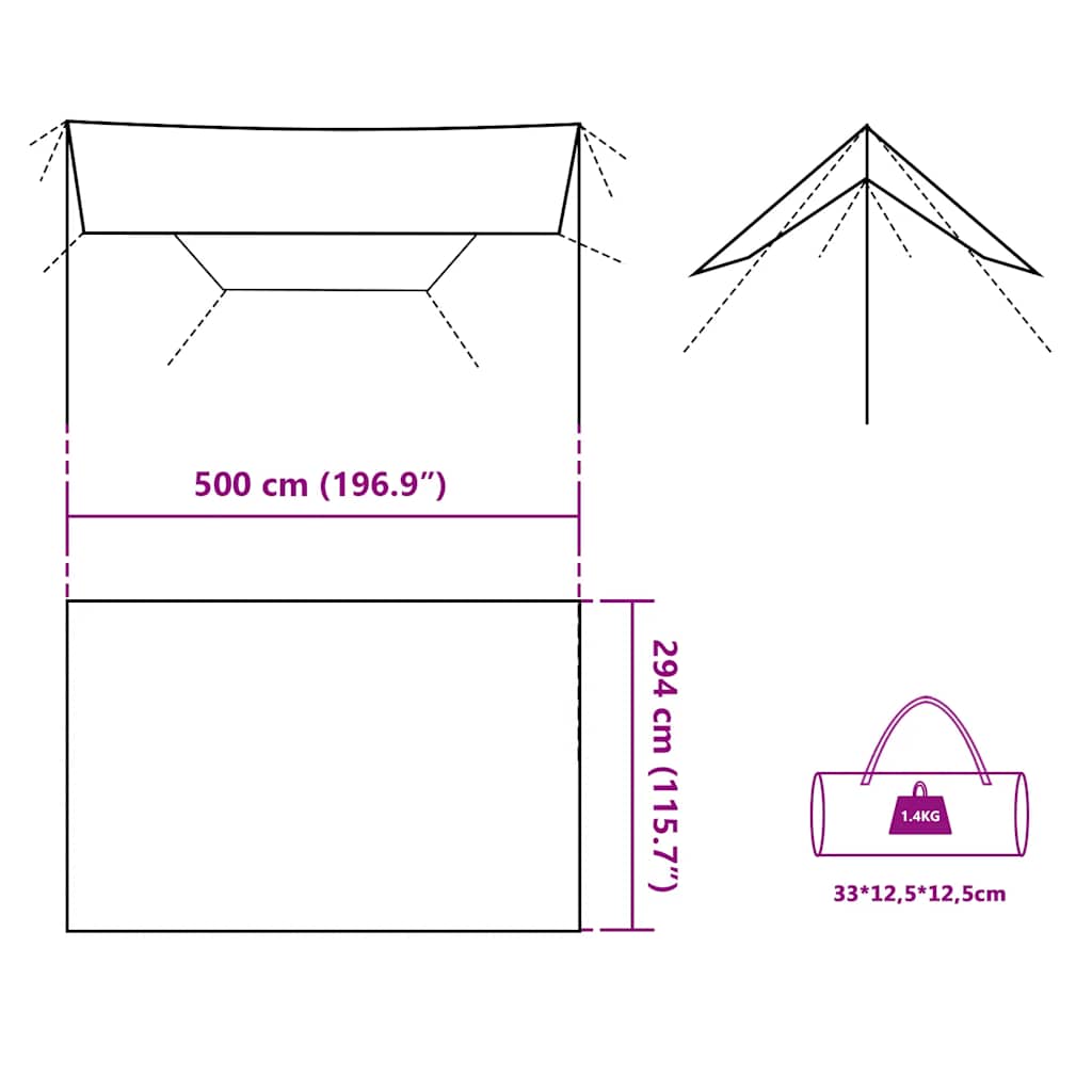 Cerada za kampiranje sivo-narančasti 500 x 294 cm vodootporna