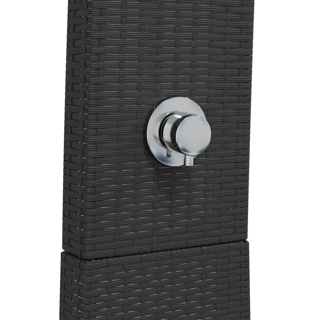 Vanjski tuš crni 55x60x224 cm od poliratana i bagremovog drva