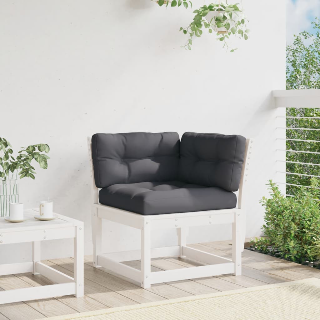 Kutna vrtna sofa s jastucima bijela 73 x 73 x 78 cm od borovine