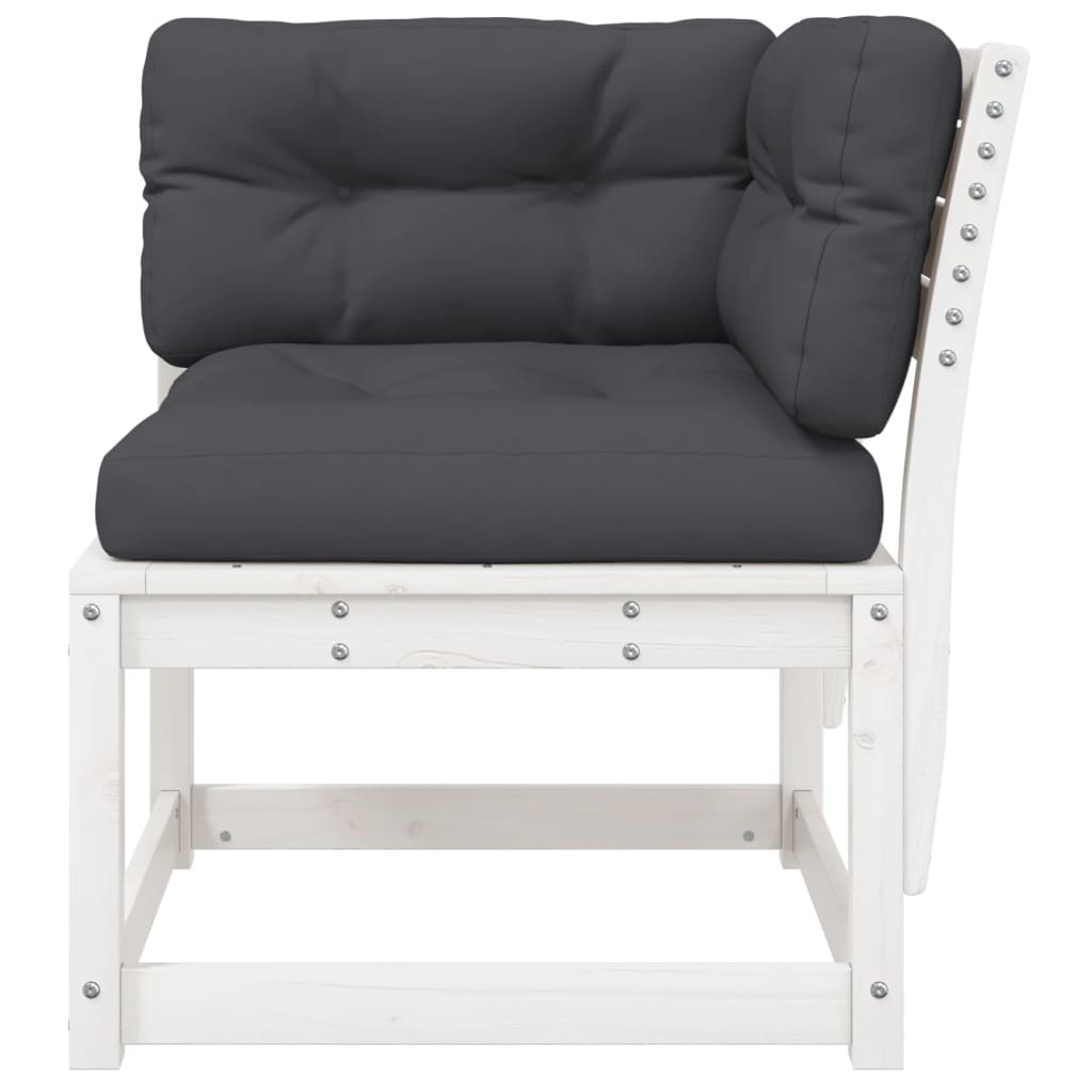 Kutna vrtna sofa s jastucima bijela 73 x 73 x 78 cm od borovine