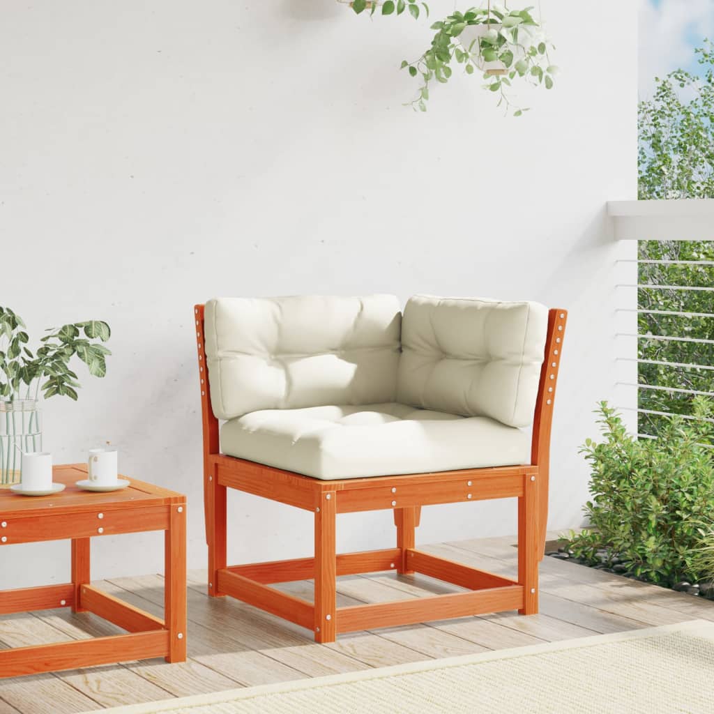 Kutna vrtna sofa s jastucima voštano smeđa 73x73x78 cm borovina