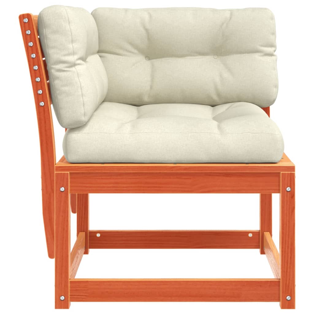 Kutna vrtna sofa s jastucima voštano smeđa 73x73x78 cm borovina