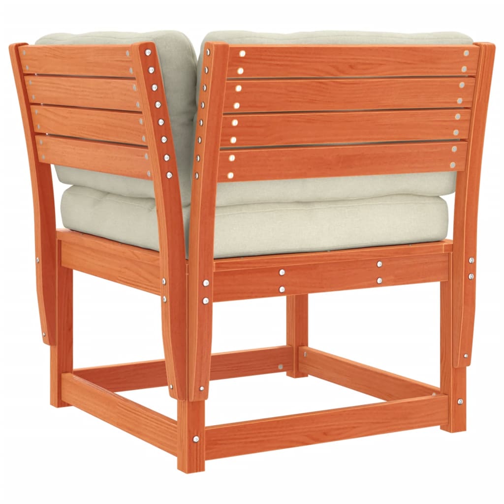 Kutna vrtna sofa s jastucima voštano smeđa 73x73x78 cm borovina