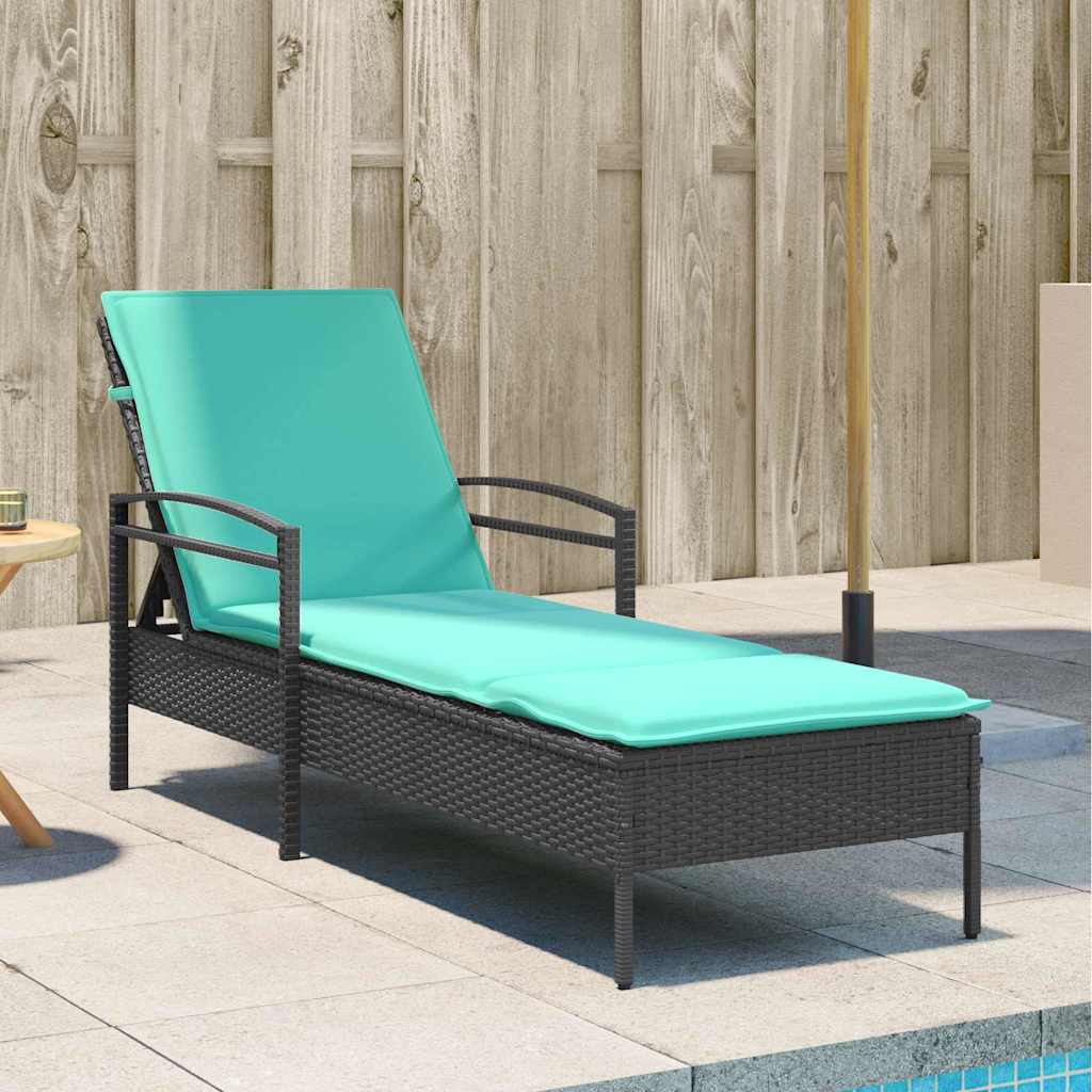 | Ležaljka | s jastukom 1-osoba Crna 63 x 200 x 81 cm poliratan