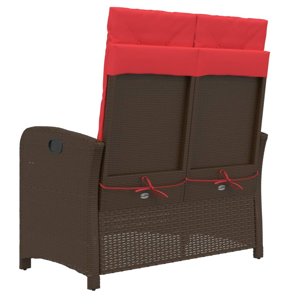 Vrtni naslonjač s jastucima smeđi od poliratana