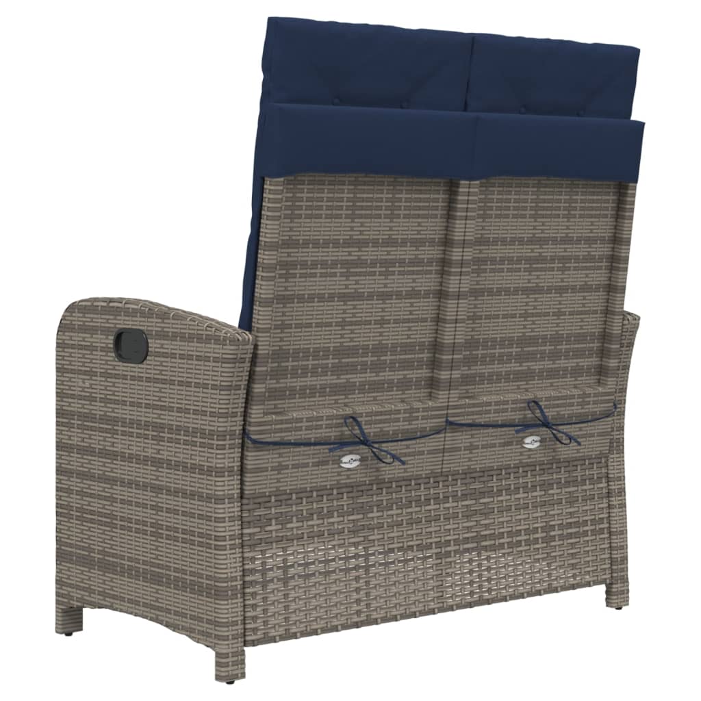 Vrtni naslonjač s jastucima sivi od poliratana